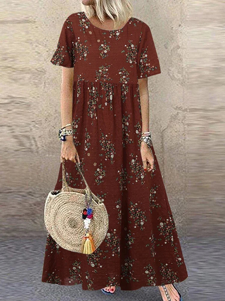 Elira - Vibrant Floral Print Flowing Maxi Dress