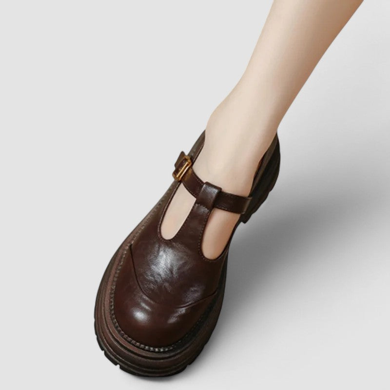 Amelia | Womens Platform T Strap Casual Shoes