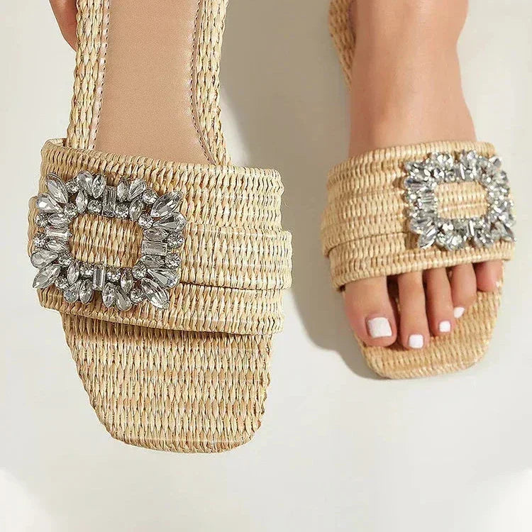 Stardom Square-Toe Crystal Flats
