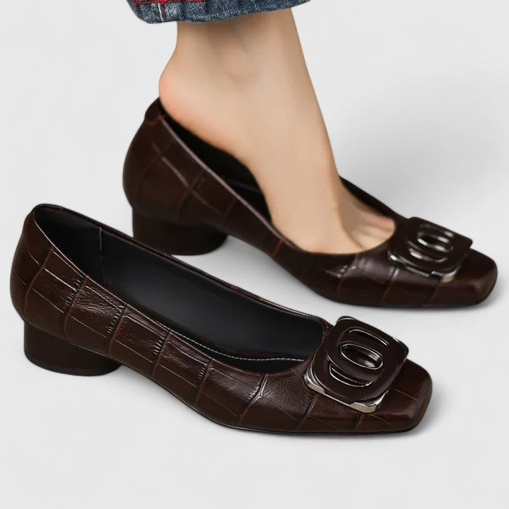 OLIVIA – ELEGANT SQUARE BUCKLE BLOCK HEELS