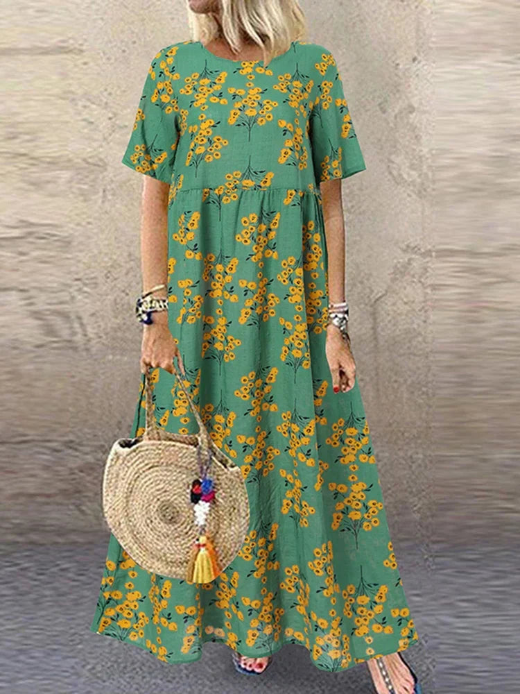 Marielle - Vibrant Floral Print Flowing Maxi Dress
