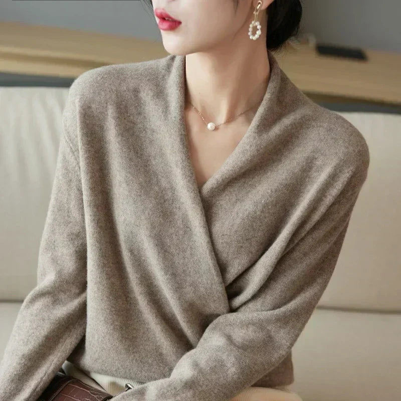 Mabel | Women’s Spring Wrap Neck Knit Top