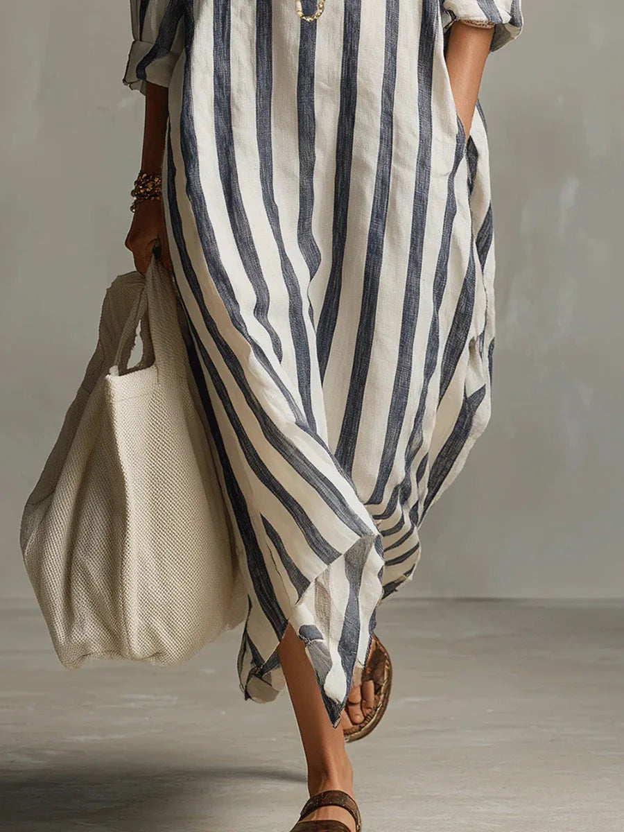 Cindy – Striped Collared Maxi Dress
