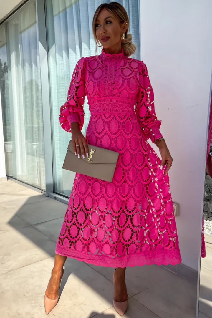 Eloah™ | Abito Midi Elegante in Pizzo