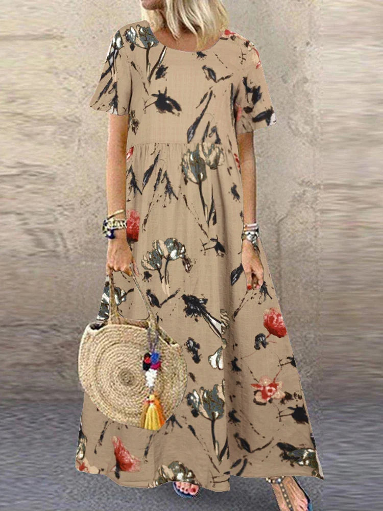 Zarelle – Printed Flowing Maxi Dress