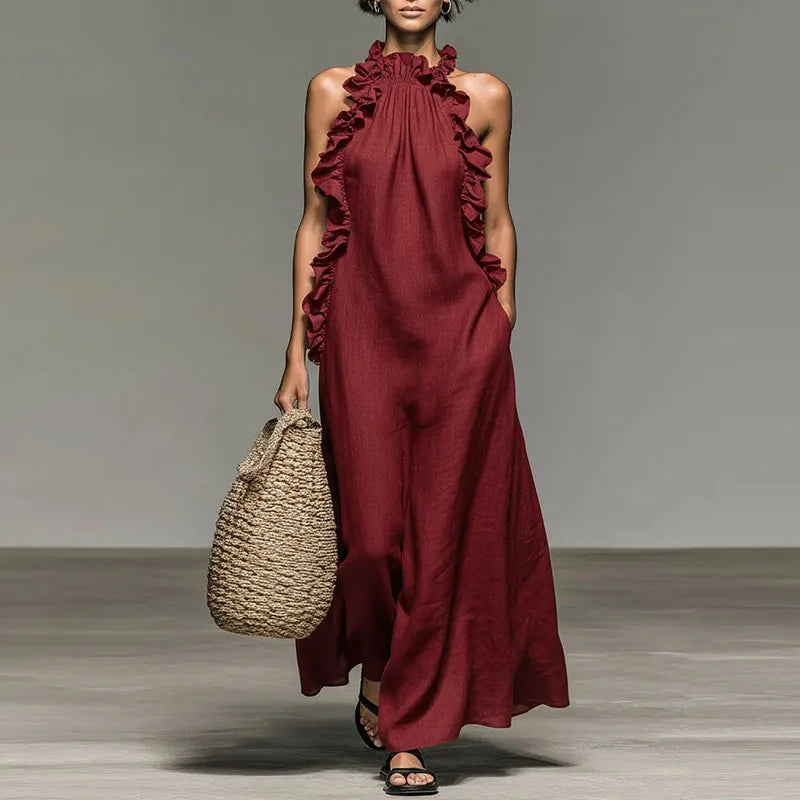 Bohemian Long Dress with Ruffles