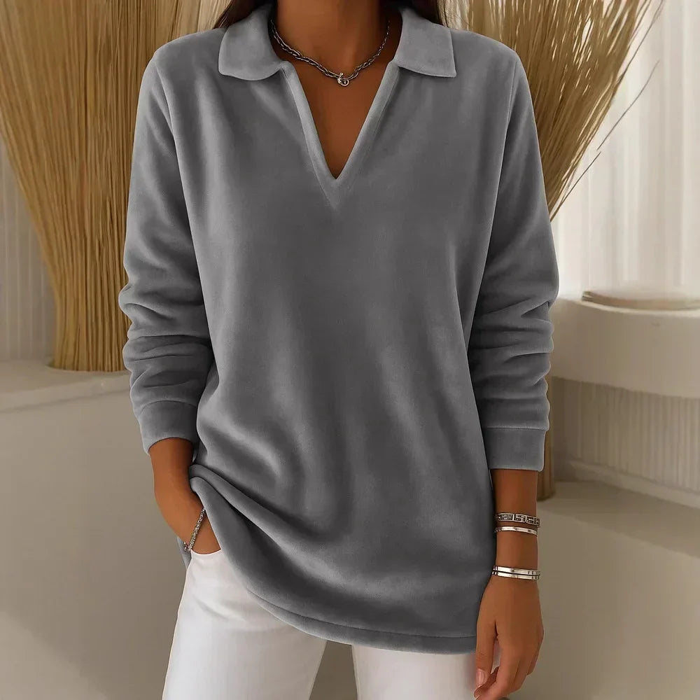 Emma | Soft Velvet Sweater with V-Neck