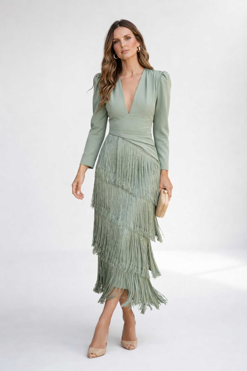 Elegant Fringed Midi Dress — Refined and Dynamic Silhouette