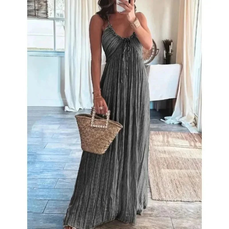 Renly - Sleeveless A-Line Sling Long Dress