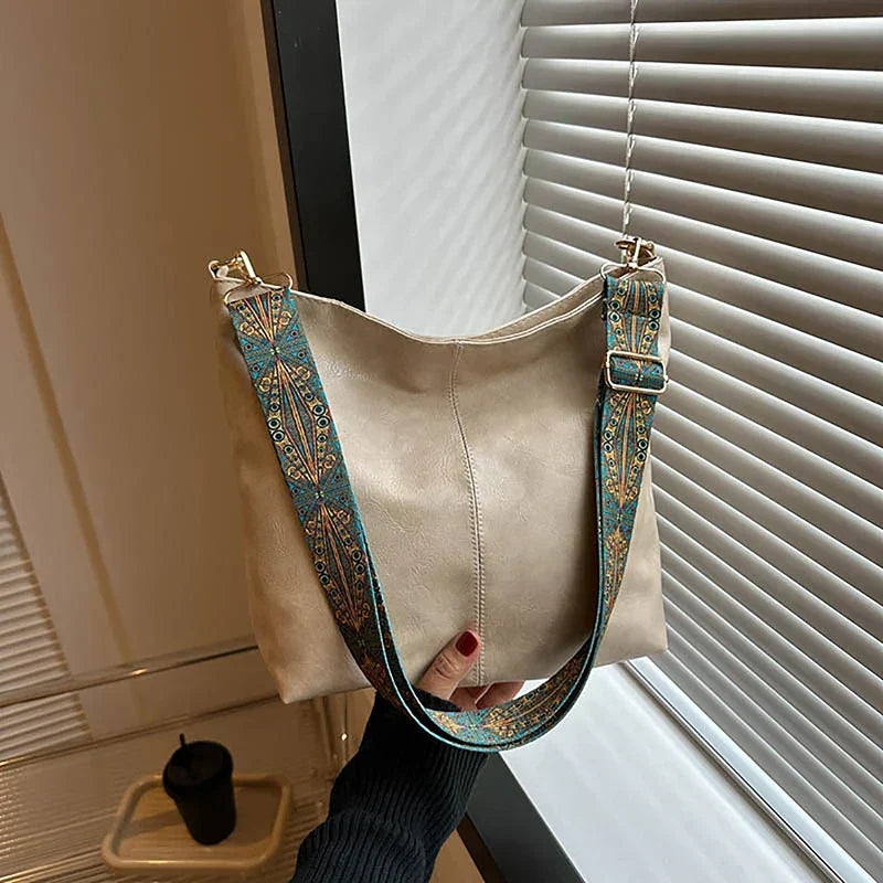 Embjørg | Classic Shoulder Bag with Adjustable Patterned Strap