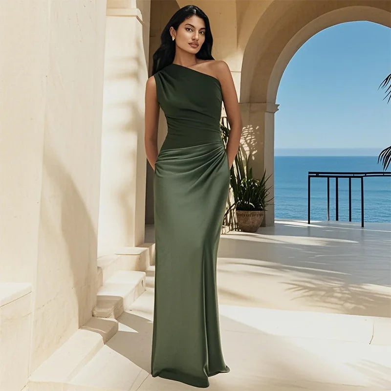 Luna™ | Abito Maxi in Raso con Spacco