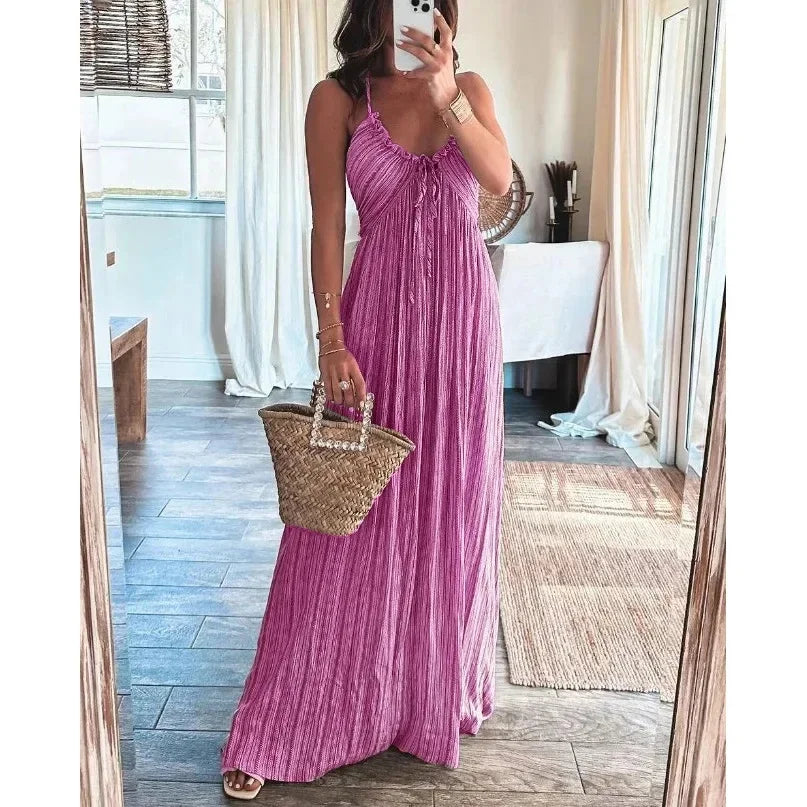 Renly - Sleeveless A-Line Sling Long Dress