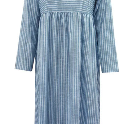 Katia | Striped Cotton Midi Dress with Relaxed Elegance