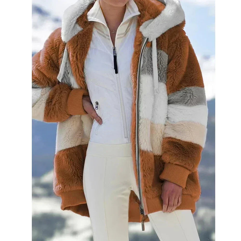 PlaidFusion™ - Women's Hooded Cashmere Coat