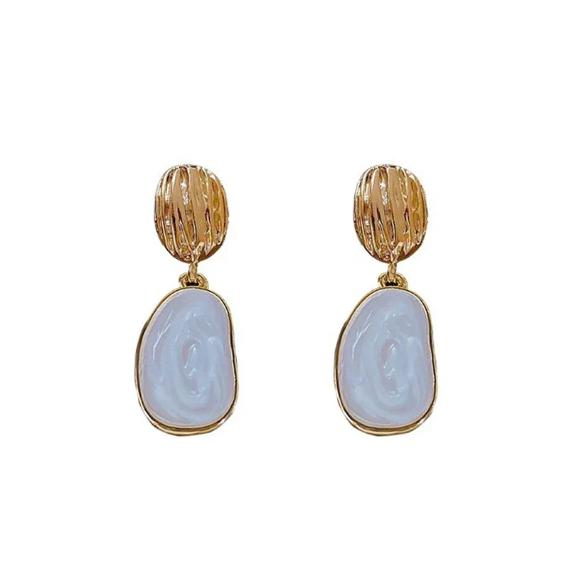 Vintage Enamel Oval Drop Earrings