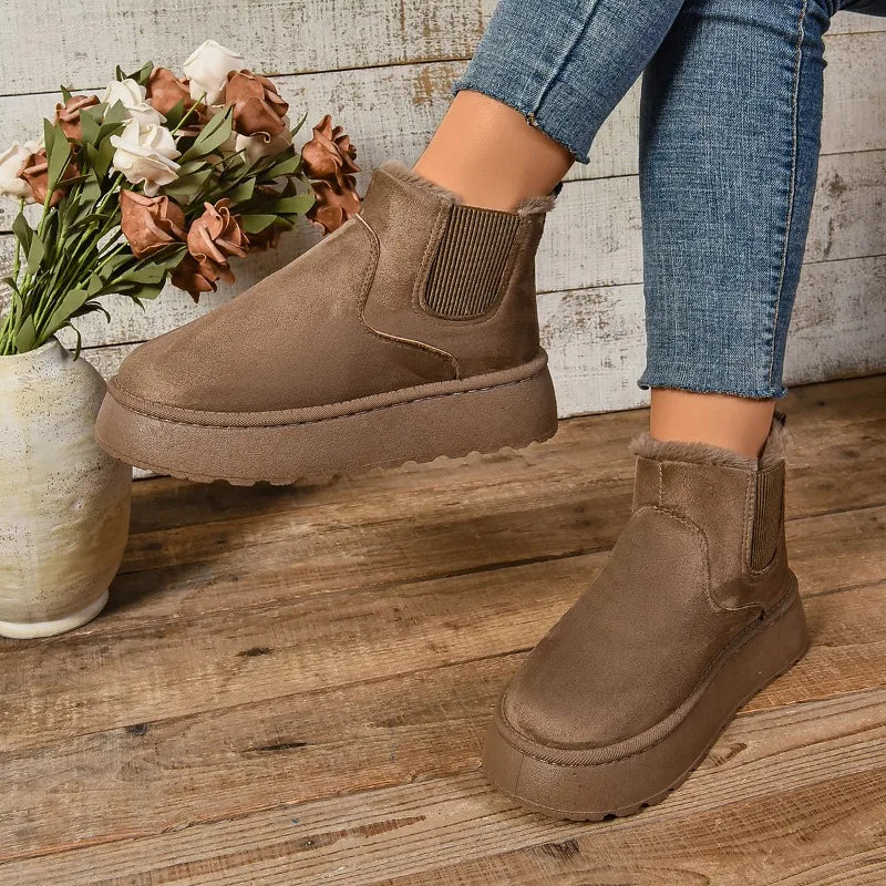 SnowLuxe™ | Women's Suede Fur Ankle Boots