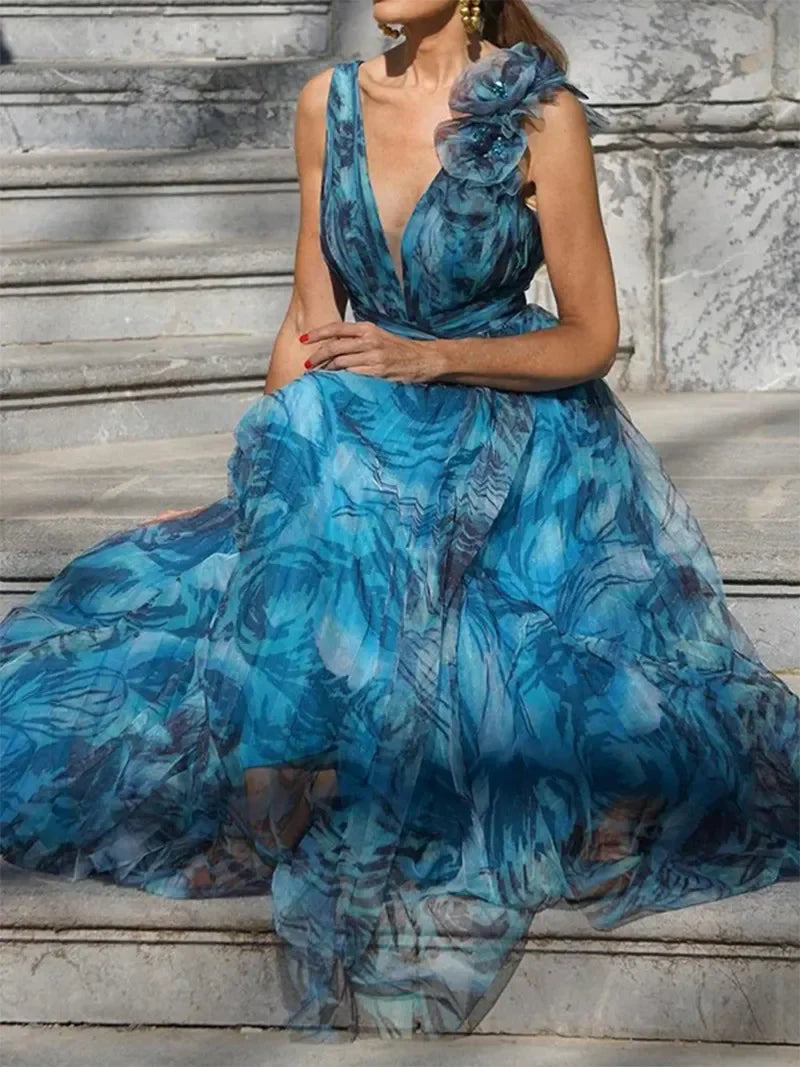 Léna | Peacock Blue Maxi Dress