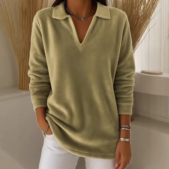 Emma | Soft Velvet Sweater with V-Neck