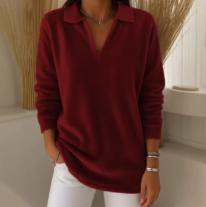 Emma | Soft Velvet Sweater with V-Neck