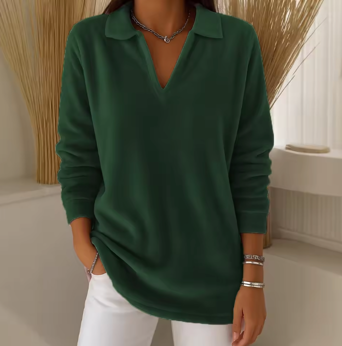 Emma | Soft Velvet Sweater with V-Neck