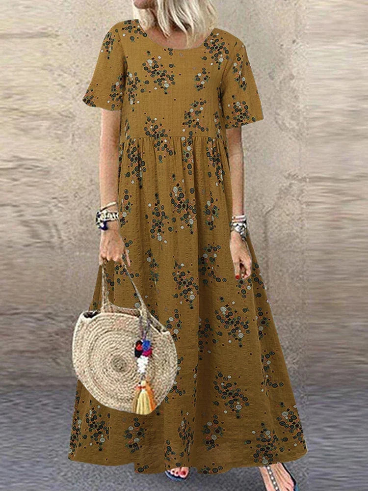 Seren - Vibrant Floral Print Flowing Maxi Dress