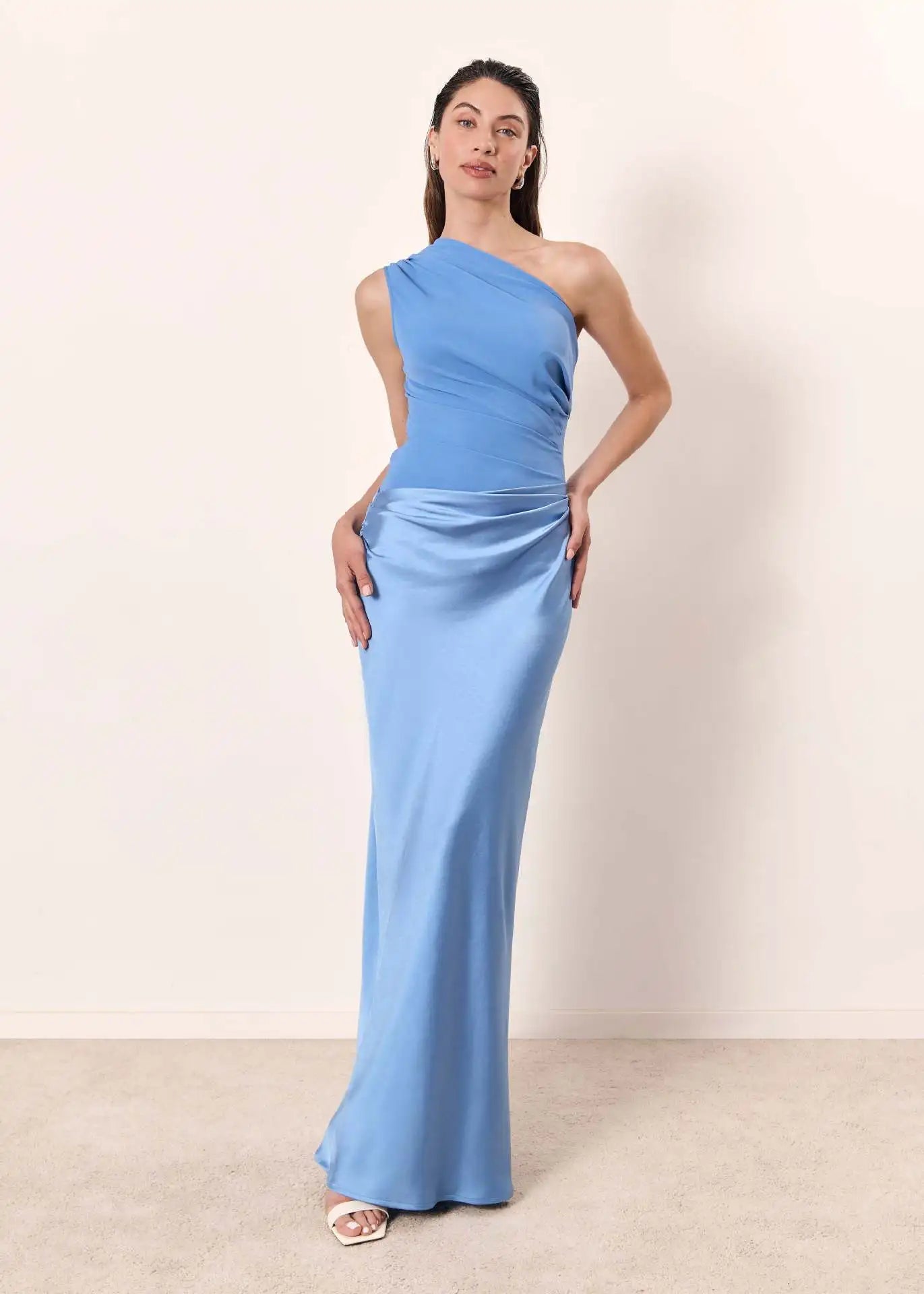 Luna™ | Abito Maxi in Raso con Spacco