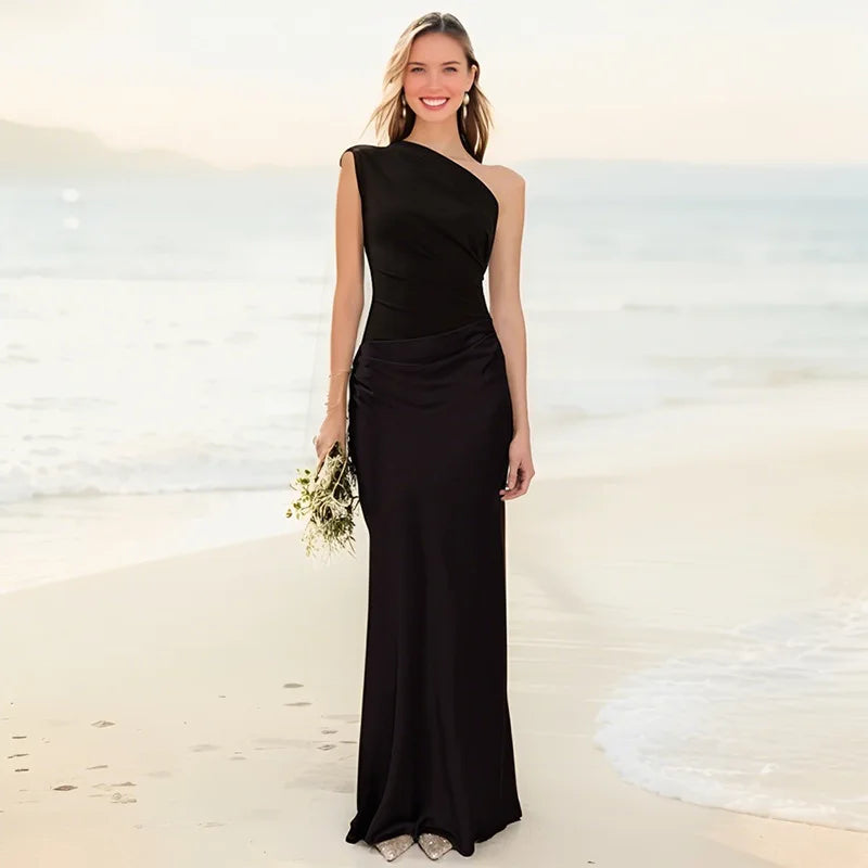 Luna™ | Abito Maxi in Raso con Spacco