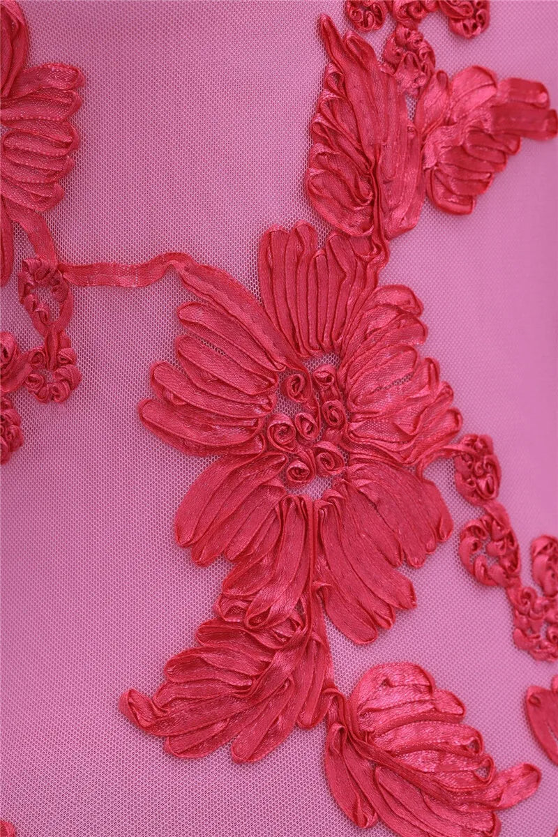 Calliope - Floral Appliqué Mesh Maxi Dress
