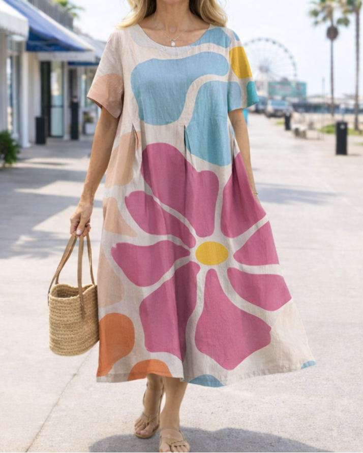 Phoebe | Abstract Flow Floral Dress