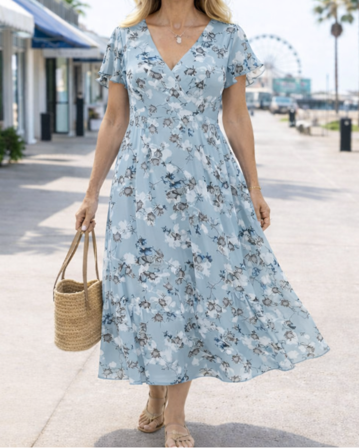 Lillian | Floral V-Neck Maxi Dress