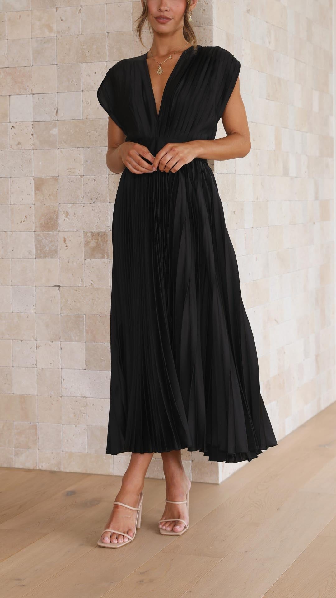 Ella | Women’s Classic Pleated Maxi Dress