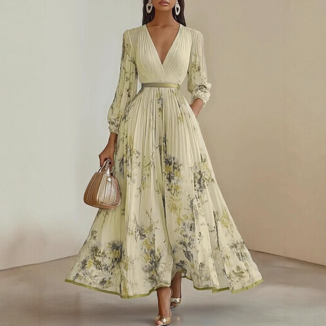 Roma-Elegant Pleated Maxi Dress