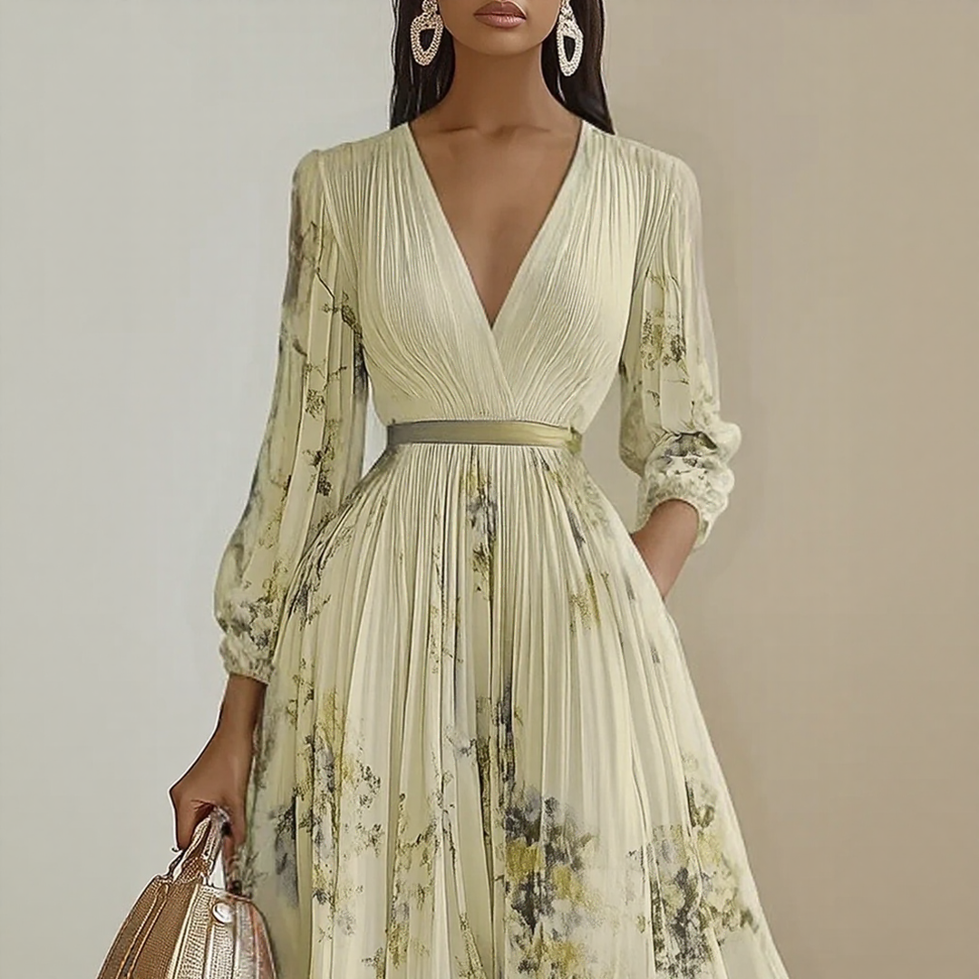 Roma-Elegant Pleated Maxi Dress