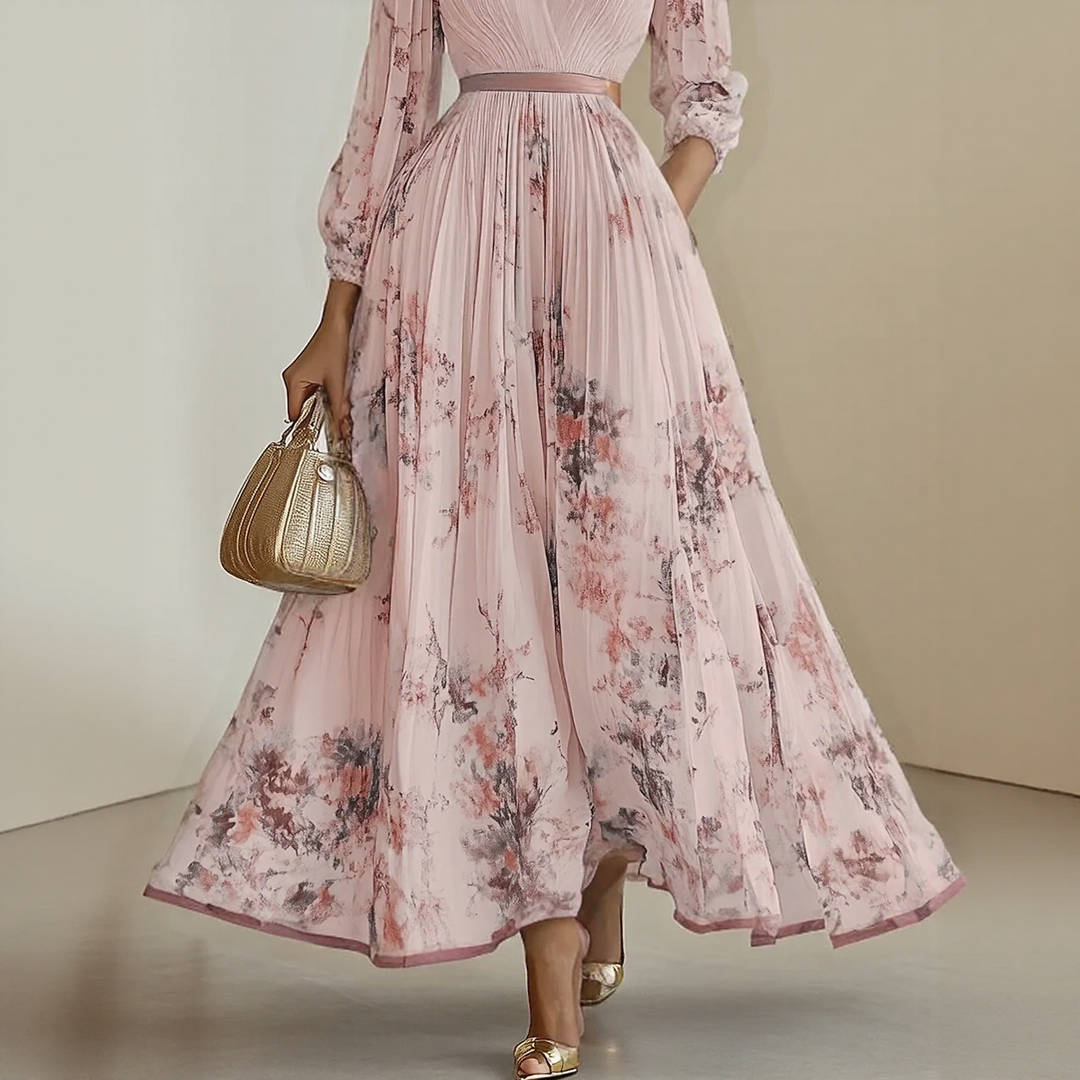Roma-Elegant Pleated Maxi Dress
