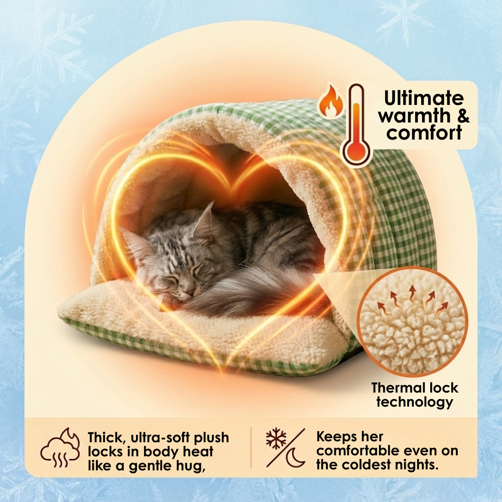 Cavina – Plush Half-Dome Cave Bed for Cats