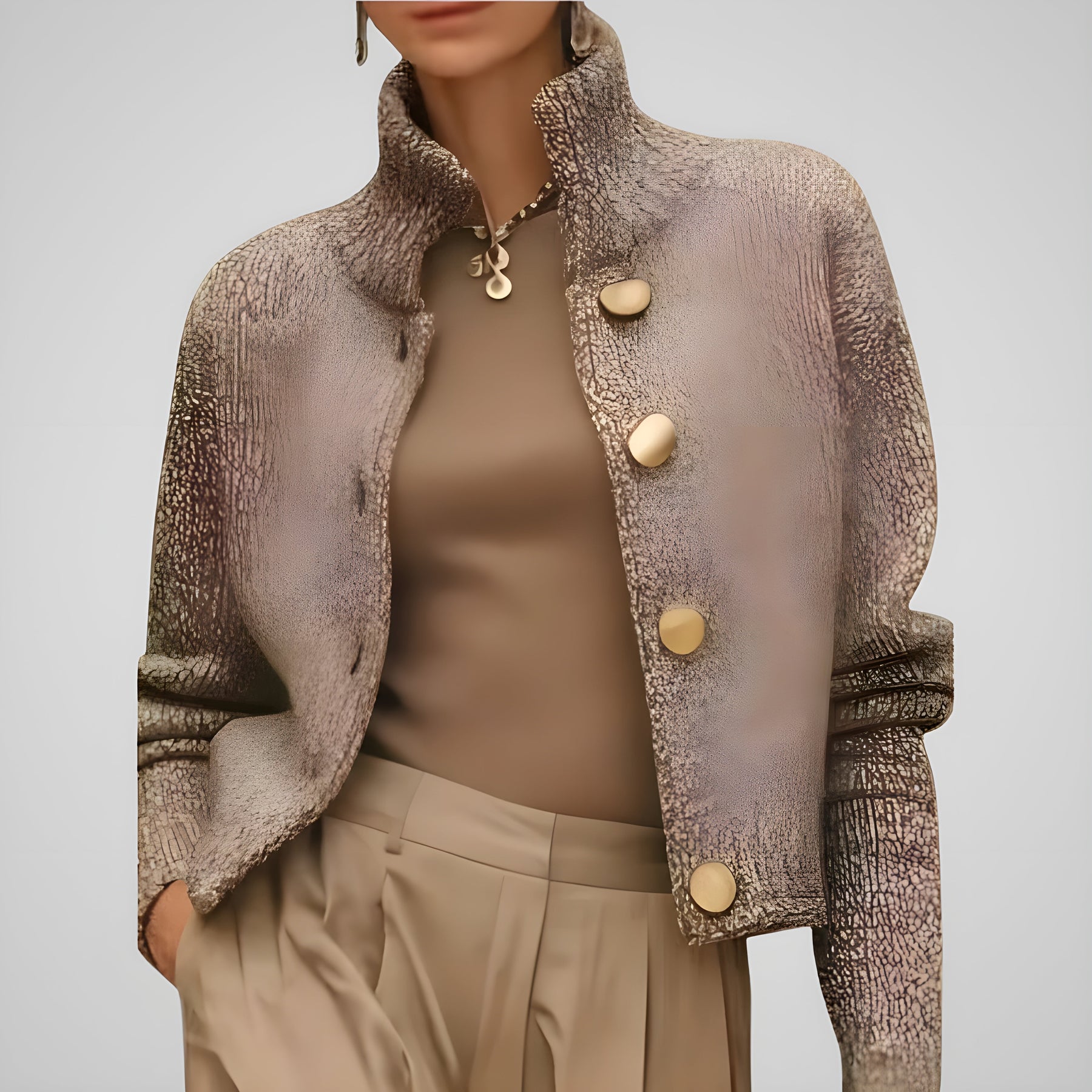 Nayana - Chic Textured Jacket with Large Buttons