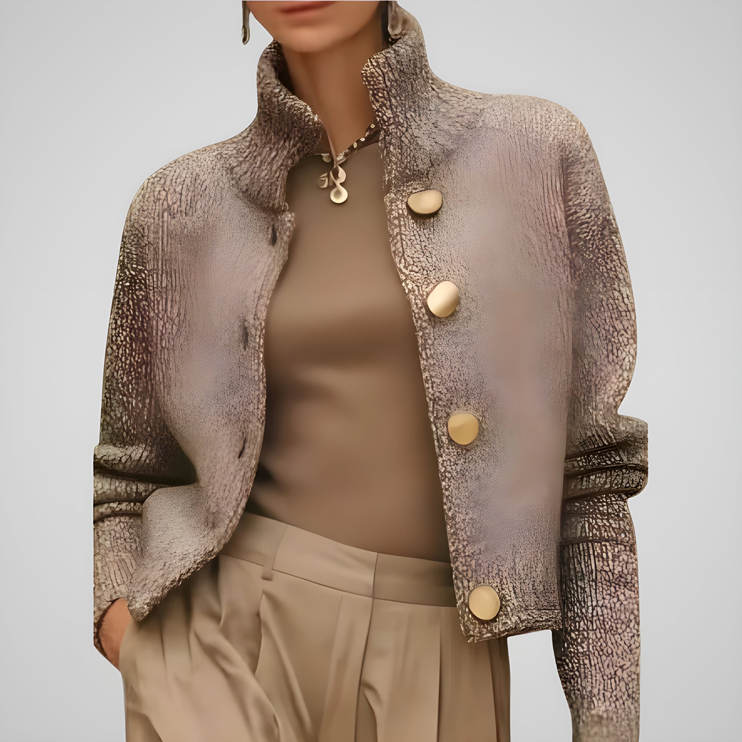Nayana - Chic Textured Jacket with Large Buttons
