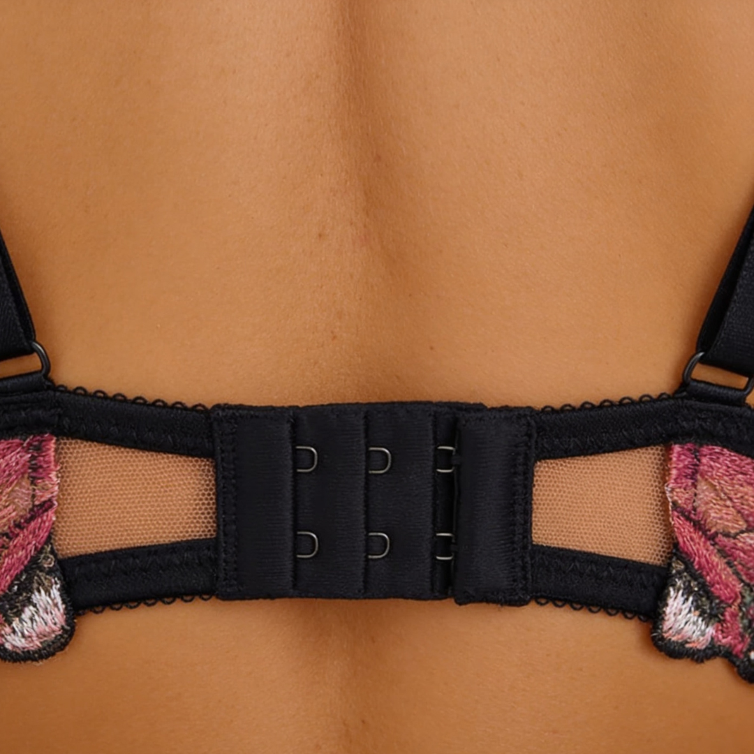 Fiorelle – Butterfly Embroidered Mesh Lingerie Set