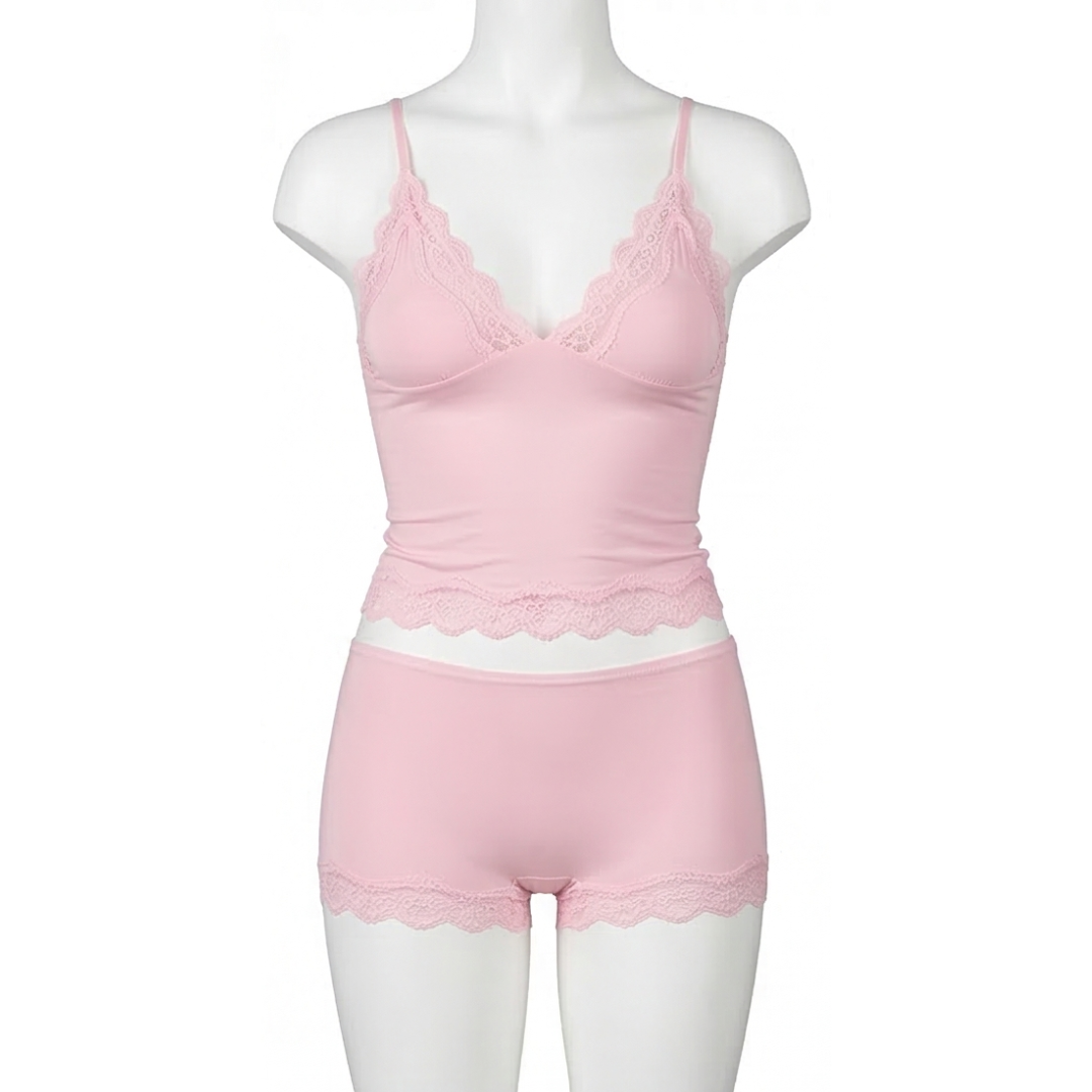 Lunaire - Seamless Lace Camisole and Boxer Brief Set