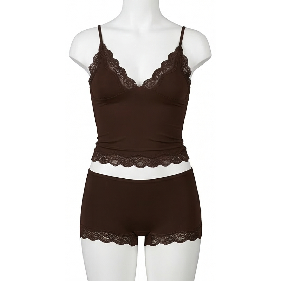 Lunaire - Seamless Lace Camisole and Boxer Brief Set