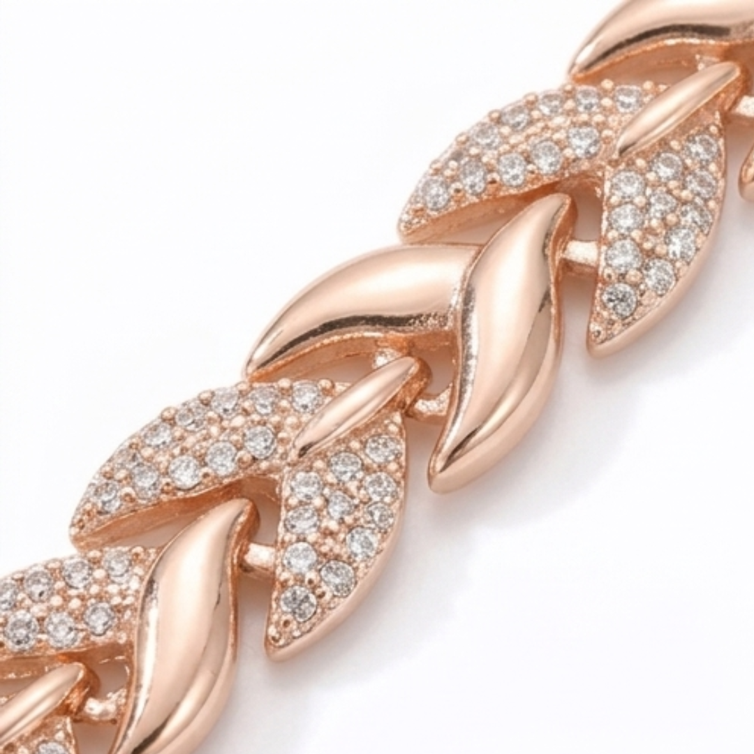 Lumara – Sparkling Leaf Link Necklace and Bracelet Set