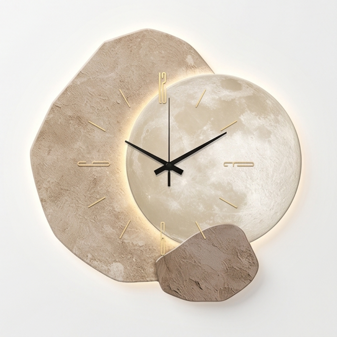 Lunara – Moon-Lit Wall Clock with Warm Backlight