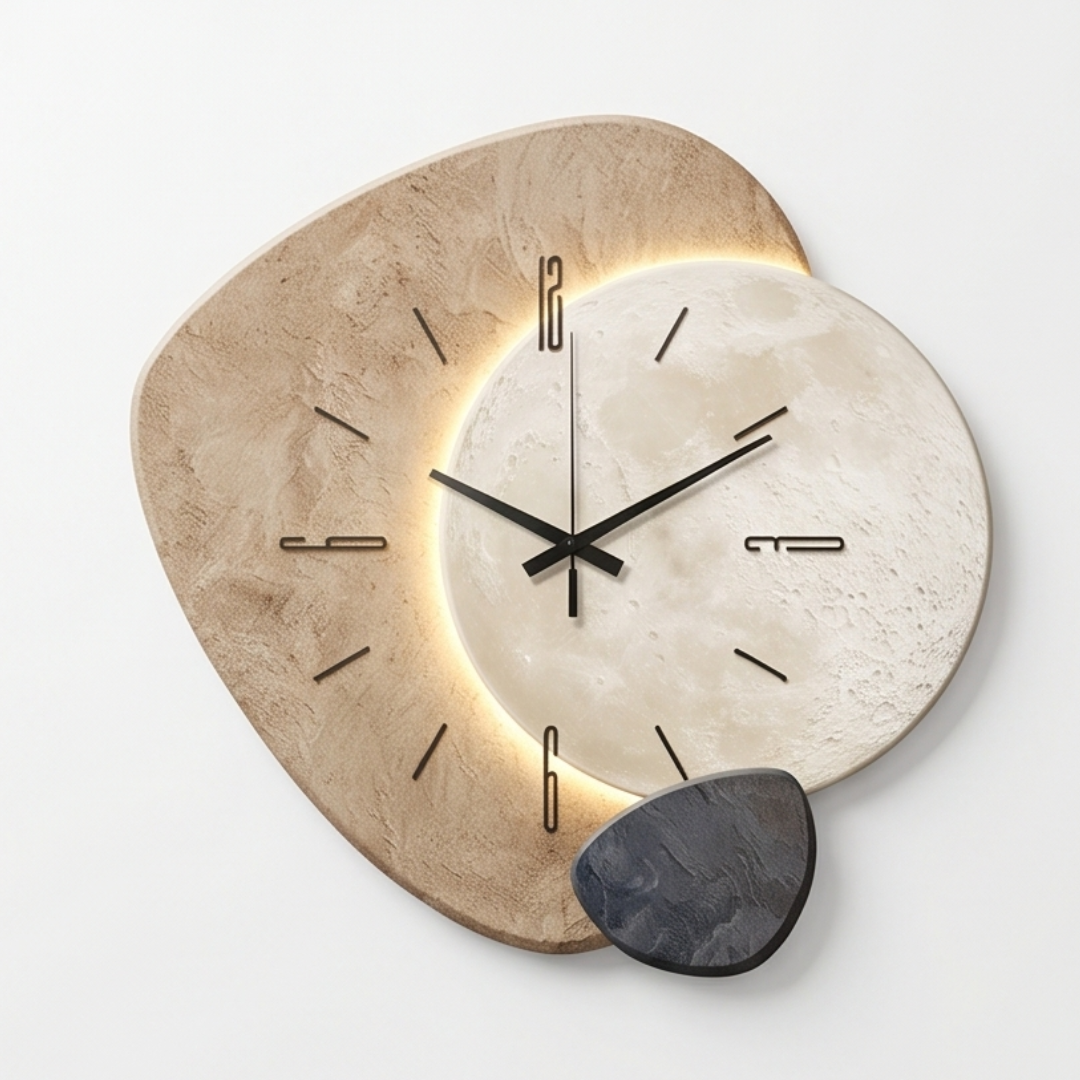Lunara – Moon-Lit Wall Clock with Warm Backlight