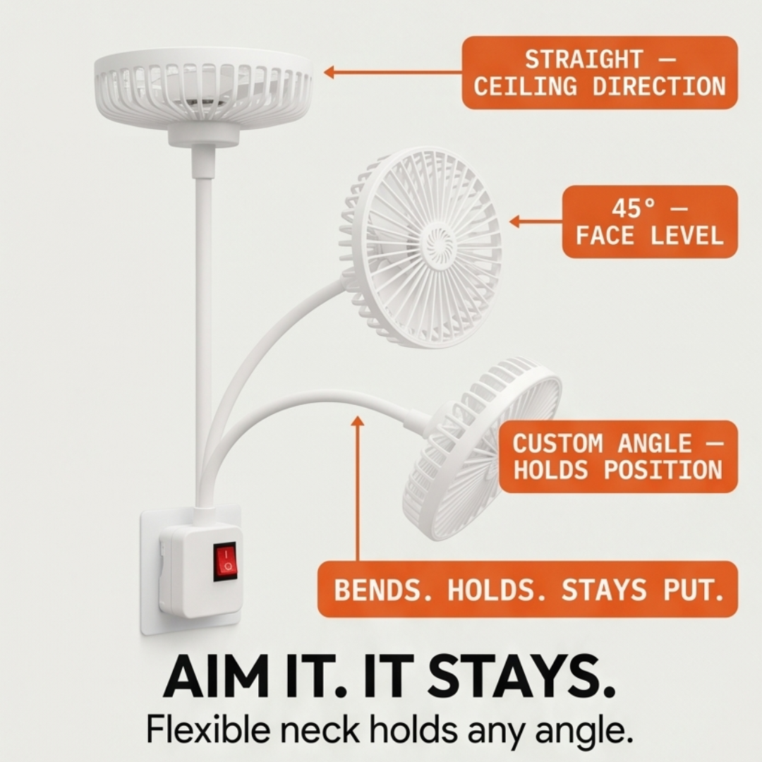 Breezely – Plug-In Mini Fan with Flexible Neck