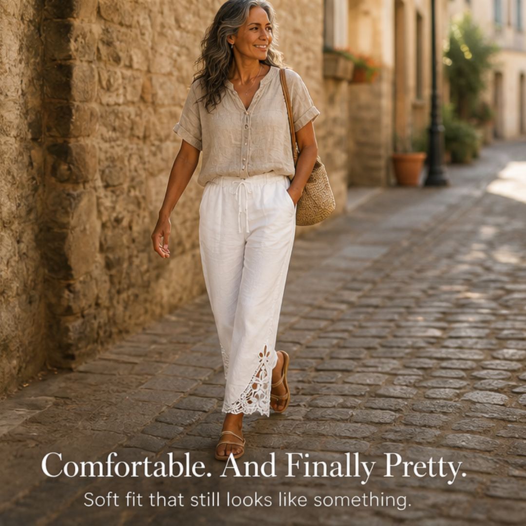 Liora – Women's Lace Trim Drawstring Comfort Pants