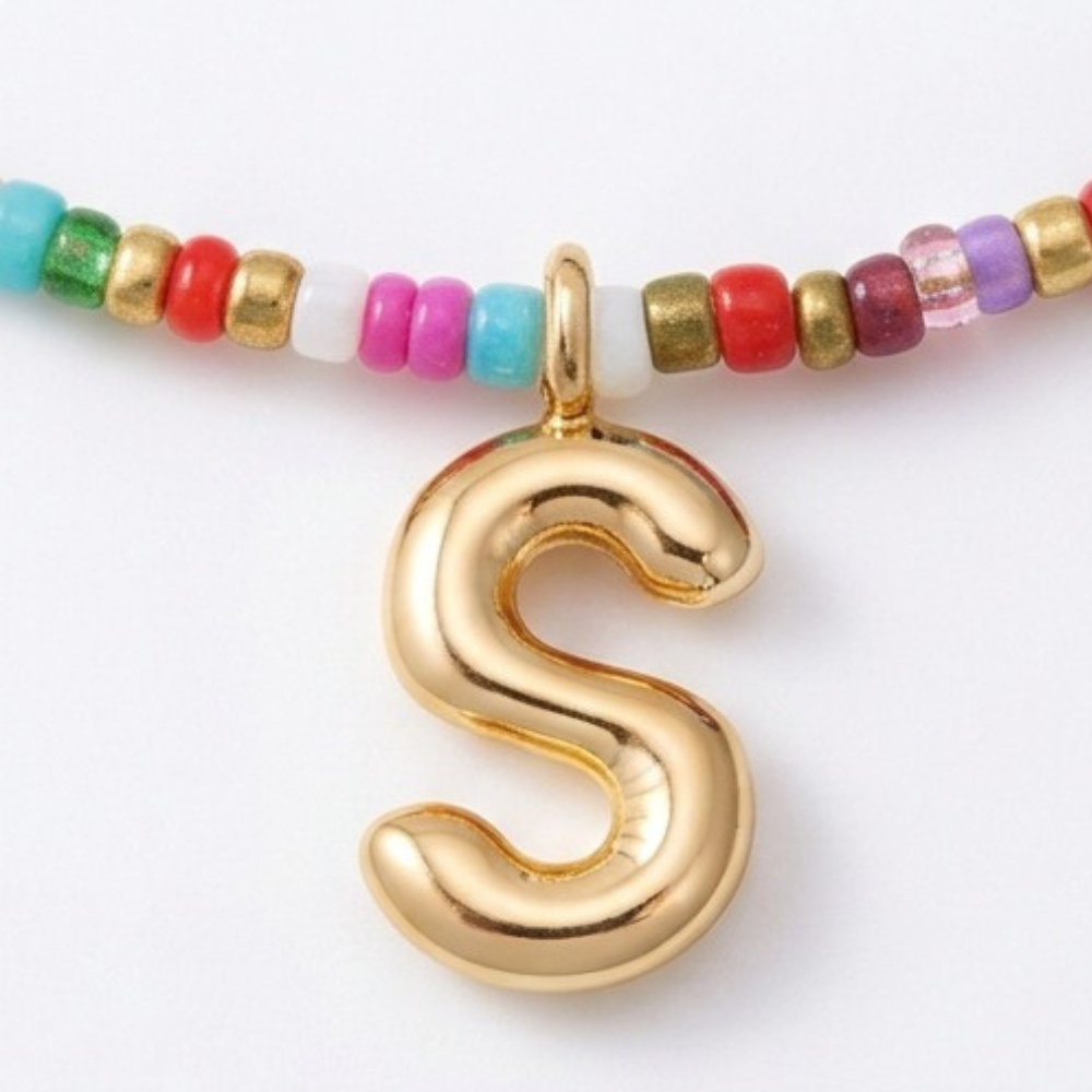 Liora – Colorful Beaded Initial Necklace