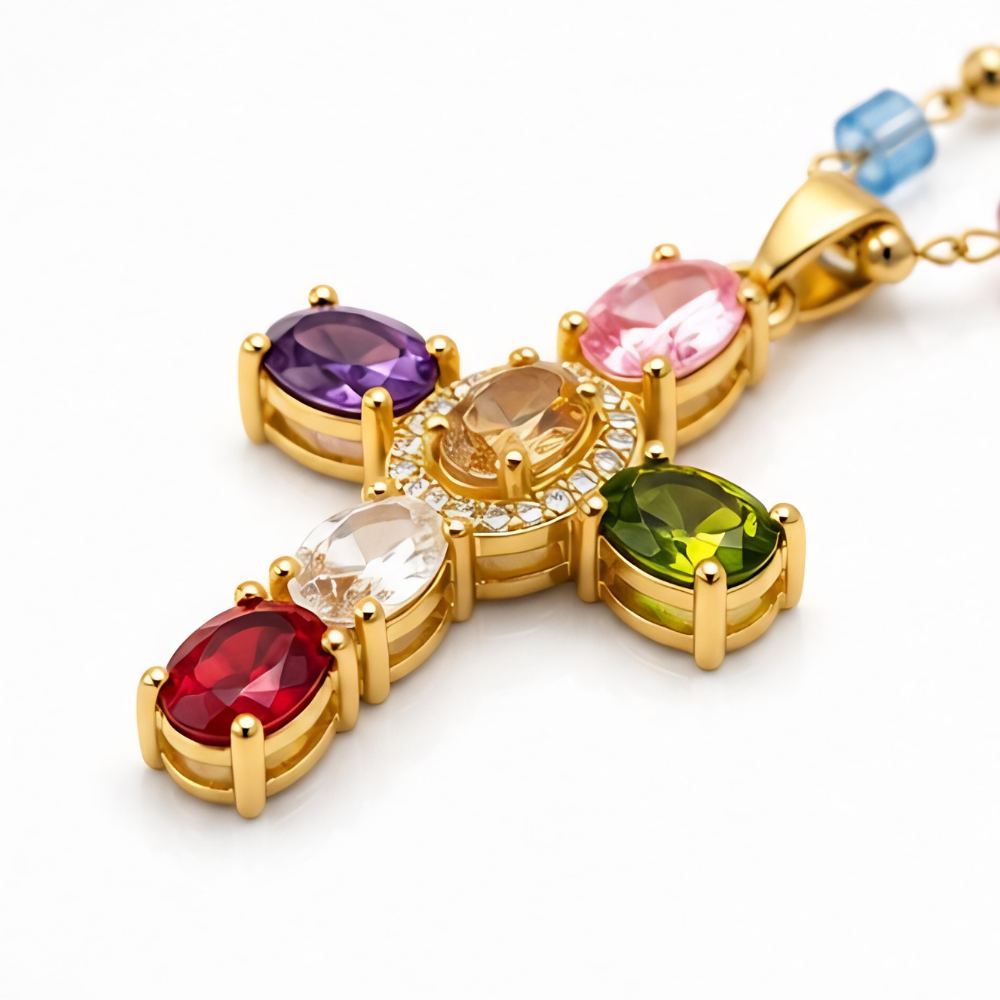Lumora – Rainbow Cross Pendant Necklace
