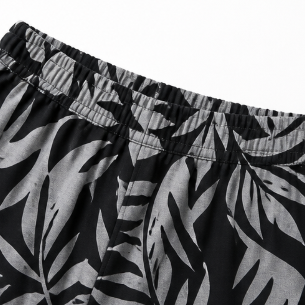 Lark & Palm – Women's V-Neck Top & Leaf-Print Wide-Leg Pants Set