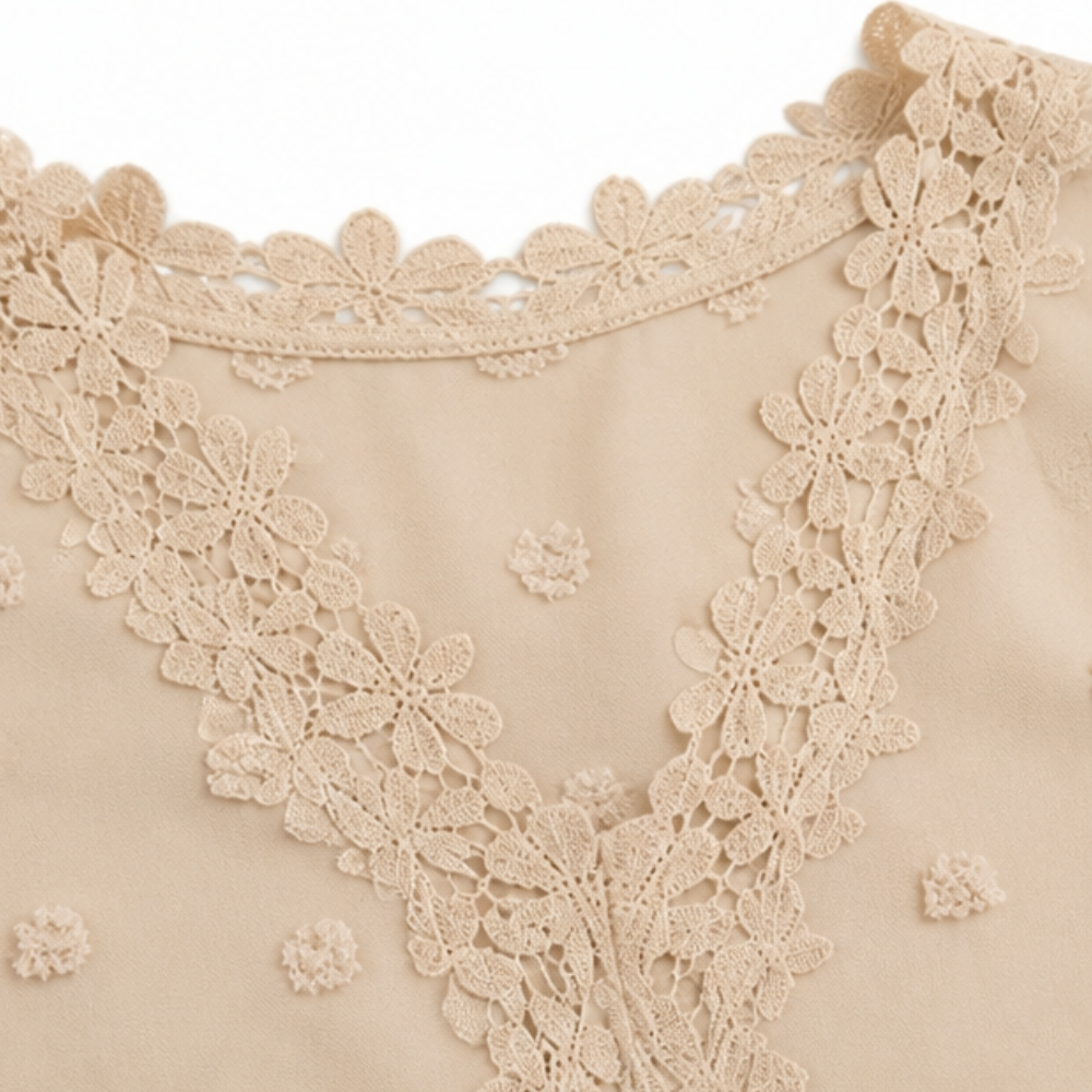 Florenza – Women's Jacquard Crochet-Lace V-Neck Blouse