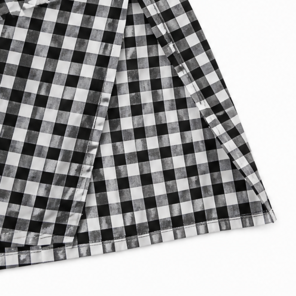 Harlowe – Gingham Button-Front Maxi Shirt Dress with Side Slits